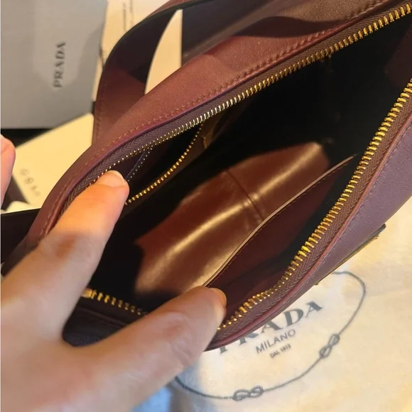 Prada Aimee Medium Deep Burgundy Shoulder Bag, new. - Picture 9 of 10